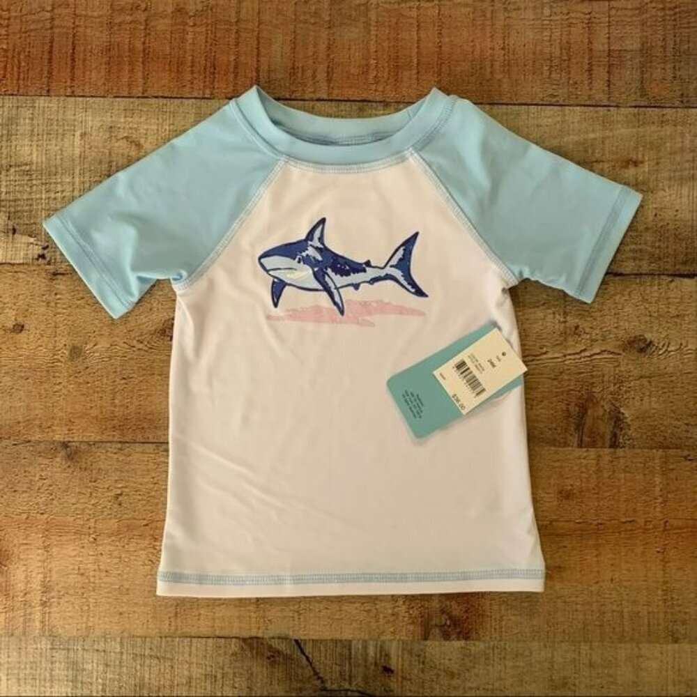 Floatimini toddler boys short sleeve rashguard with shark -24M